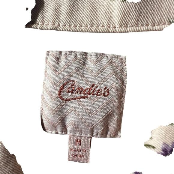 Candies denim jacket, stretch, soft, pink floral, women's size M - Picture 9 of 9